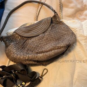 Monserat De Lucca Grey Woven Leather Shoulder Bag